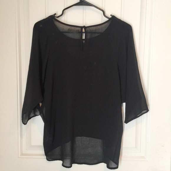 Pins and Needles black chiffon dolman blouse S - Picture 5 of 5